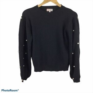 Sunset + Spring Faux Pearl Black Sweater